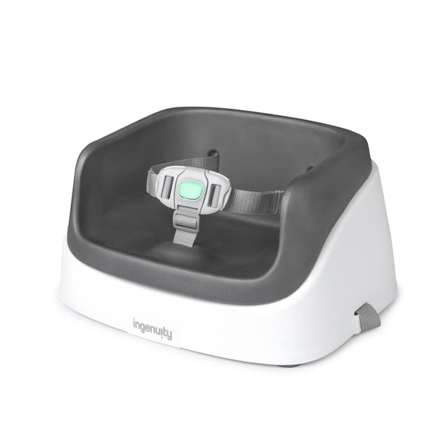 Ingenuity SmartClean Toddler Booster Seat for Kitchen Chair – Lightweight for on-the-go, Easy-Clean, 3-Point Harness Strap – Booster Seat for Dining Table, Slate