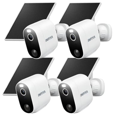 INFIYA Security Cameras Wireless Outdoor-Solar&Battery Powered 2K 2.4G Cameras for Home Security, Instant Alert, AI Human Detection, Color Night Vision, 2-Way Talk, SD Storage, Work with Alexa, Z1 4P