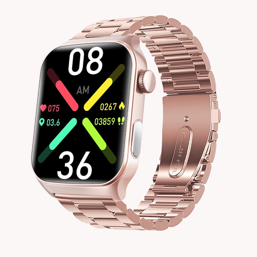 Yihou Fall Detection Smart Watch for Seniors Fall Alert Watch with SOS Heart Rate Monitor Sleep Monitoring Pedometer for Android iOS Rosegold Steel