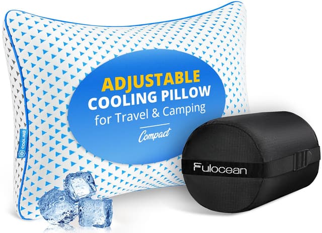 Small Cooling Memory Foam Pillow for Travel & Camping, Compressible Adjustable Pillow for Medium Firm Neck Knee Lumbar Support,Washable, Ideal Sleeping, Car, Airplane, Toddler & Backpacking, Gifts