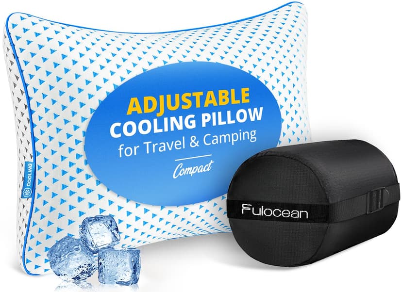 Small Cooling Memory Foam Pillow for Travel & Camping, Compressible Adjustable Pillow for Medium Firm Neck Knee Lumbar Support,Washable, Ideal Sleeping, Car, Airplane, Toddler & Backpacking, Gifts