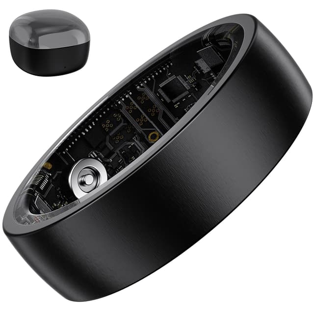 S SECRETTOP Smart Ring Health Tracker for Men Women - Sleep Tracker with Heart Rate, SpO2, Smart Health Ring for Women Men with Step Counting, IP68 Waterproof (Black 8)