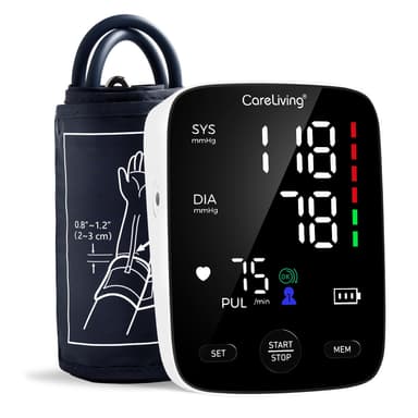 CareLiving Blood Pressure Monitor, Upper Arm Blood Pressure Monitors for Home Use, 2x199 Readings Memory, Adjustable Arm Cuff 8.7"-16.5", Large Display with LED Background, Light Storage Bag