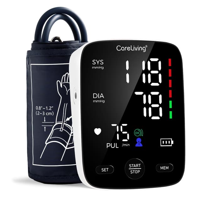 CareLiving Blood Pressure Monitor, Upper Arm Blood Pressure Monitors for Home Use, 2x199 Readings Memory, Adjustable Arm Cuff 8.7"-16.5", Large Display with LED Background, Light Storage Bag
