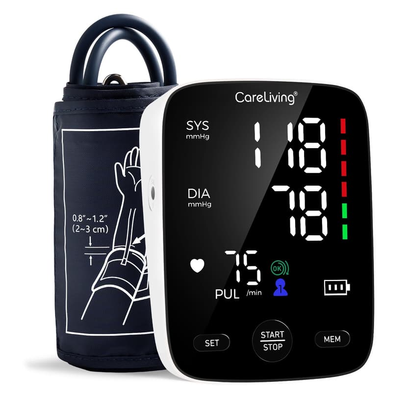 CareLiving Blood Pressure Monitor, Upper Arm Blood Pressure Monitors for Home Use, 2x199 Readings Memory, Adjustable Arm Cuff 8.7"-16.5", Large Display with LED Background, Light Storage Bag