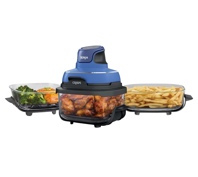 Ninja Crispi 5-in-1 Portable Glass Air Fryer Cooking System, 1500W, 6-Cup, 4-Quart & 2.5-Quart TempWare Containers With Lids, Microwave, Freezer & Dishwasher Safe, Blue, FN103CO (Renewed)