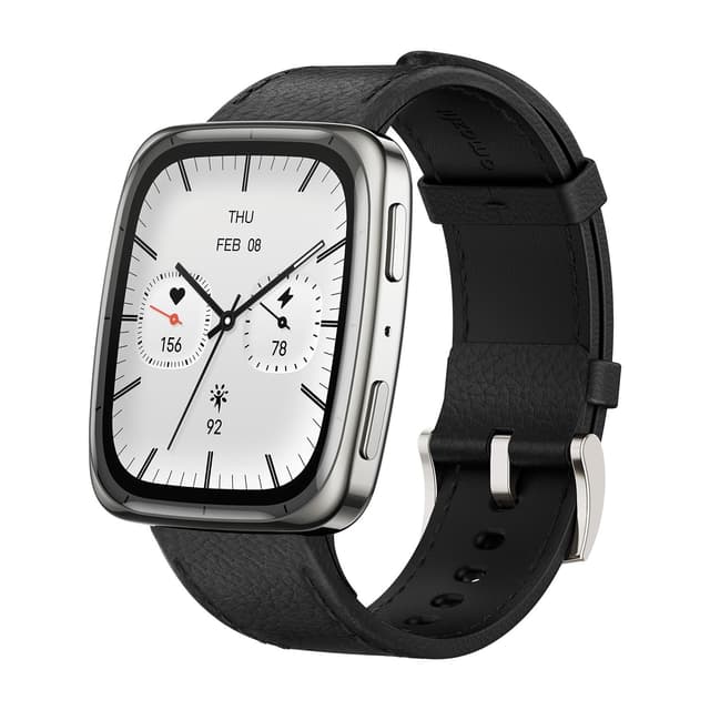 Amazfit Active 2 Premium Smart Watch Fitness Tracker (Square) for Android & iPhone, 10 Day Battery, Water Resistant, GPS Maps, Heart & Sleep Monitor, HYROX Mode, Sapphire Glass, Leather + Sport Strap