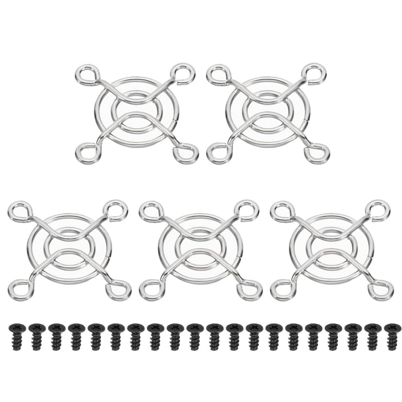 PATIKIL 30mm Fan Grill with Screws, 5 Pack Chrome Plated Iron Frame Ventilator Grill Protector Mesh Dustproof Case Cover for Computer PC, Silver Tone
