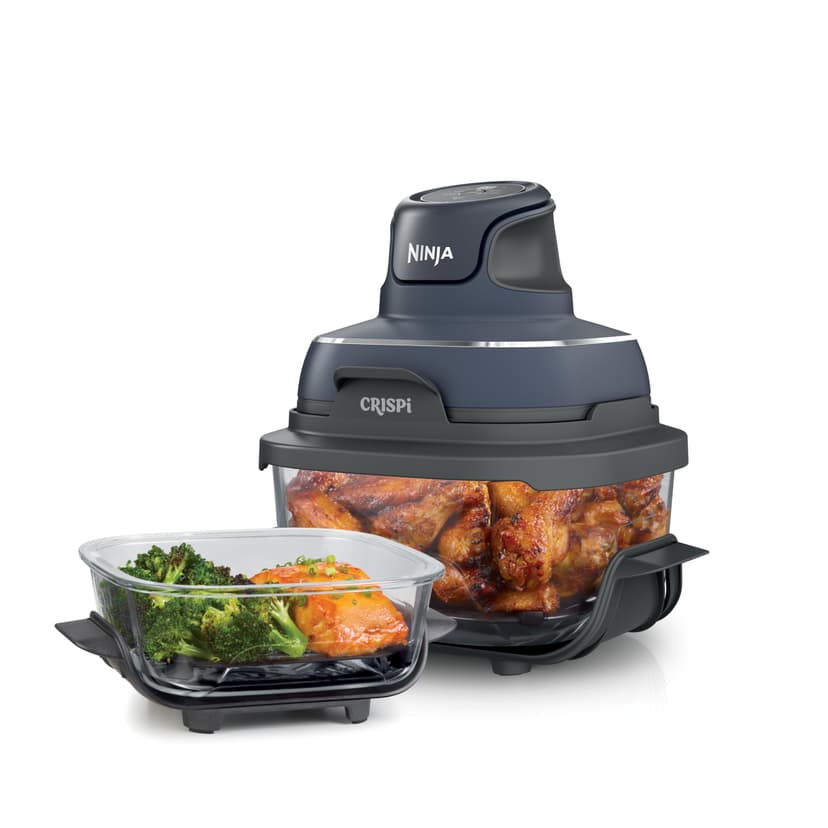 Ninja Crispi 4-in-1 Glass Air Fryer | 450°F | Non-Toxic | 4QT & 6-Cup Glass Containers w/Lids | Microwave, Freezer, Dishwasher Safe | Max Crisp, Air Fry, Bake, Recrisp | Cyberspace Gray, FN101GY