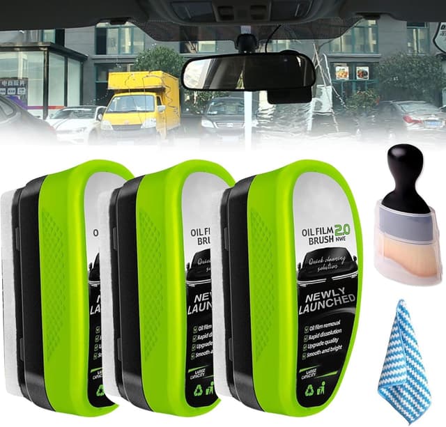 3PC Upgrade 2.0 Clear Vision Glass Cleaner, Oil Film Cleaning Brush for Automotive Windows, Clearvision Cars Windshield Cleaner Tool, Universal Cleaning Wipe Board