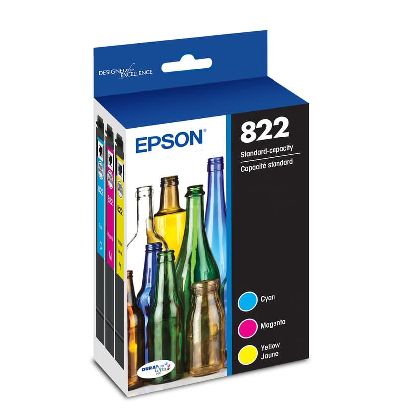 EPSON 822 DURABrite Ultra Ink Standard Capacity Color Cartridge Combo Pack (T822520-S) Works with WorkForce Pro WF-3820,3823, 4820, 4830, 4833, 4834