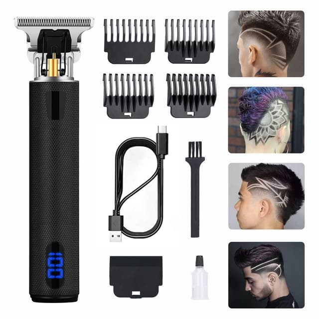 candyfouse Professional Hair Clippers for Men, Cordless Rechargeable Beard Trimmer with LCD Display Cutting Grooming Kit, USB Type-C Charging, Shaver Gifts
