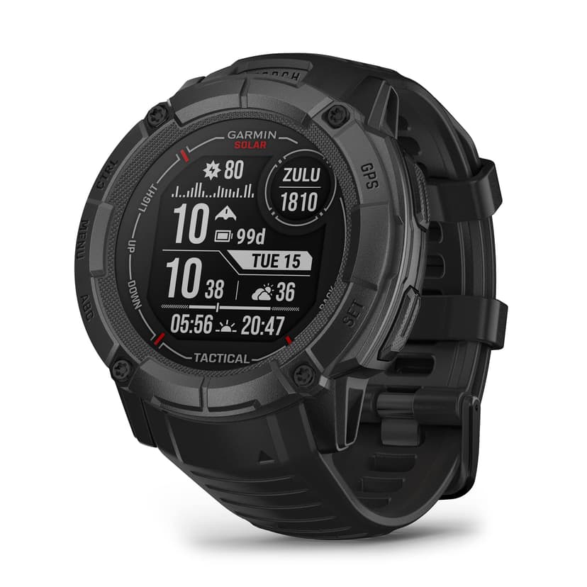 Garmin Instinct 2X Solar - Tactical Edition, Rugged GPS Smartwatch, Built-in Flashlight, Ballistics Calculator, Solar Charging Capability, Black