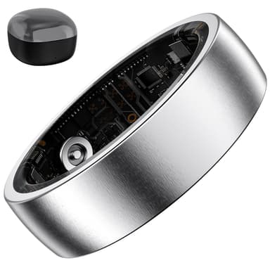 S SECRETTOP Smart Ring for Women Men, Activity Tracker, SpO2, Heart Rate Monitor, Sleep Monitoring, IP68 Waterproof Fitness Ring for iOS & Android (Silver 13)