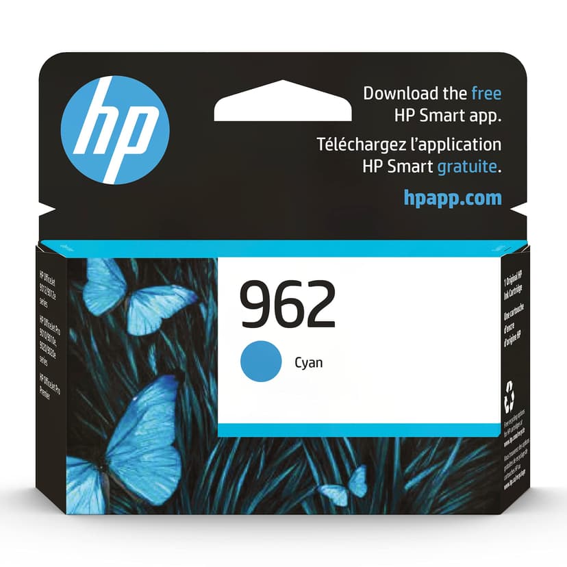 HP 962 Cyan Ink Cartridge | Works with OfficeJet 9010, Pro 9010, 9020 | Eligible for Instant Ink | 3HZ96AN