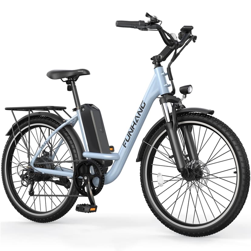 Funhang Electric Bike for Adults, 26" City Cruiser Ebike with 1000W Peak Motor, 21.7MPH 50 Miles Commuter Adult Electric Bicycles with 48V Battery, Adjustable Stem, 7-Speed, UL 2849 Certified