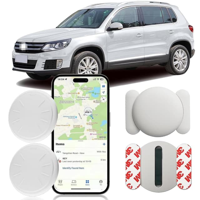 Dahetag Tracker Device for Vehicles,Car GPS Tracker Work with Apple Find My(iOS Only),No Monthly Fee Mini Hidden Car Tracker with Magnetic Case (White,2PCS)