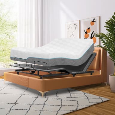 Queen Size Adjustable Bed Frame,12 Inch Gel Memory Foam Mattress, Adjustable Bed Base with Adjustable leg height,Separate Head/Foot Lift,Easy Assembly,Smart Electric Beds, Anti-Snore/Zero Gravity