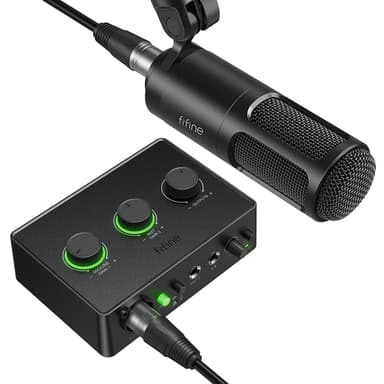 FIFINE Podcast Equipment Bundle Set, Music Recording Kit with Studio Dynamic Microphone and USB Audio Mixer with XLR Mic Input, Headphone Monitoring, Volume Knob for Vocal/Voice Over-AmpliTank KS6