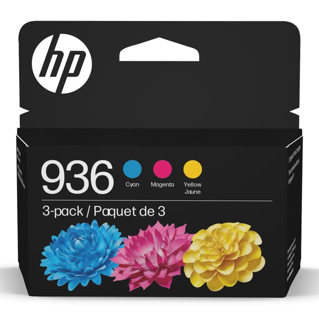 HP 936 Cyan, Magenta, Yellow Ink Cartridges (3-Pack) | Works with OfficeJet 9120, Pro 9110, 9120, 9130, Wide Format 9730 | Eligible for Instant Ink | 6C3Z3LN