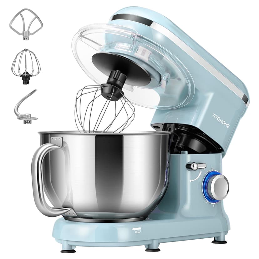 VIVOHOME Stand Mixer, 660W 10 Speed 6 Quart Tilt-Head Kitchen Electric Food Mixer with Beater, Dough Hook, Wire Whip and Egg Separator, Blue