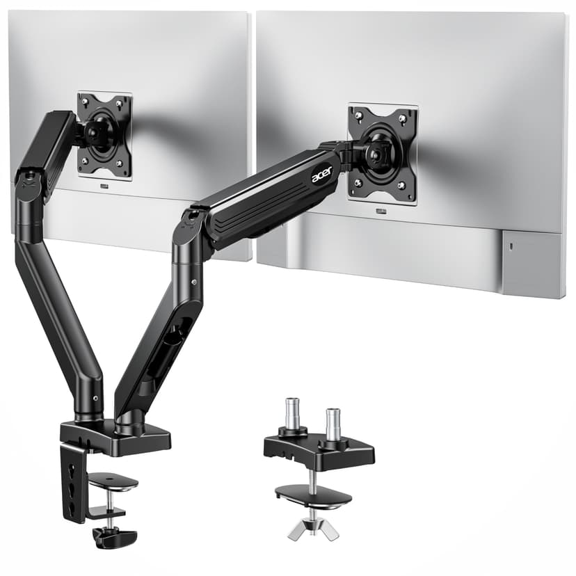 Acer Dual Monitor Arm, Computer Desk Arm with VESA Mounts for 17–32″ Screens, Fully Adjustable Gas Spring Monitor Stand, C-Clamp and Grommet Mounting Base, Fits 4.4 to 19.8lbs Computer Monitors