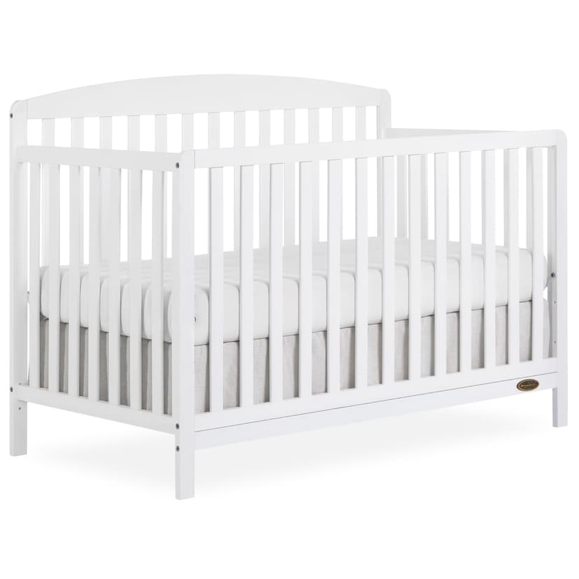 Dream On Me Odelle 5-in-1 Convertible Full-Size Baby Crib in White, GreenGuard Gold & JPMA Converts to Toddler, Day & Full-Size Bed, Sustainable Pinewood, 3 Mattress Heights