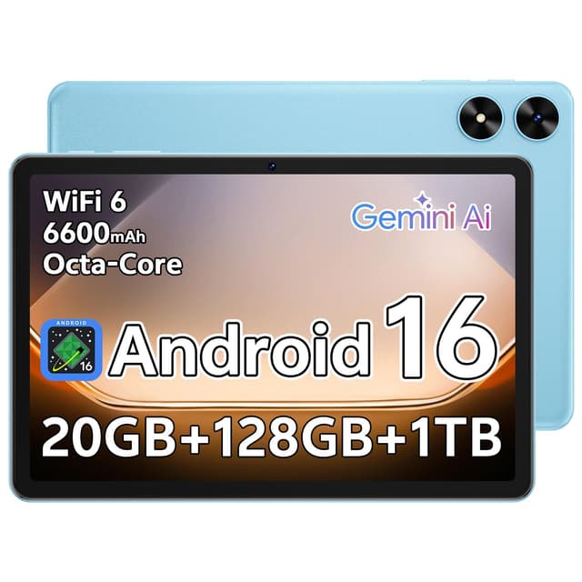 SHARECLOUD Tablet 10.1 inch Android 16 Tablet with Octa-Core Processor, 20GB RAM 128GB ROM 1 TB Expandable, 1280x800 HD IPS Touch Screen, GPS, 8H Battery, WiFi 6, BT 5.2, Dual Camera (Blue)