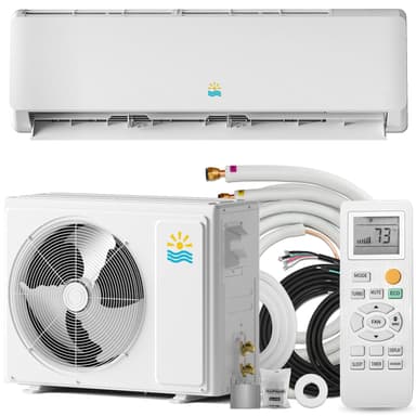 Rellytech Mini Split Ac/Heating System - 9000 BTU Air Conditioner Inverter Heating and Cooling, 115v 19 SEER2 Energy Efficient Ductless Split Ac Unit Cools Up to 450Sq.Ft, 24H Timer, Valentine’s Gift