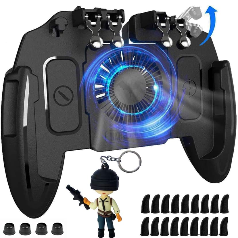 Mikirini 20 in 1 Mobile Phone Game Controller w/built-in Battery & Cooling Fan for 4.5-6.7" iPhones/Android Phones, compatible with PUBG Mobile/Call of Duty Mobile/Fortnitee Mobile/Apex