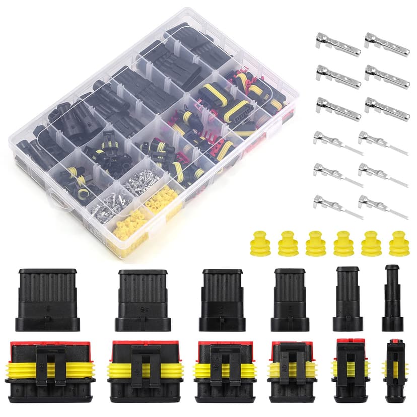 Twippo 708Pcs Waterproof Automotive Electrical Connector Terminals Wire Connector Plug Kit 1/2/3/4/5/6 Pin (43Sets)