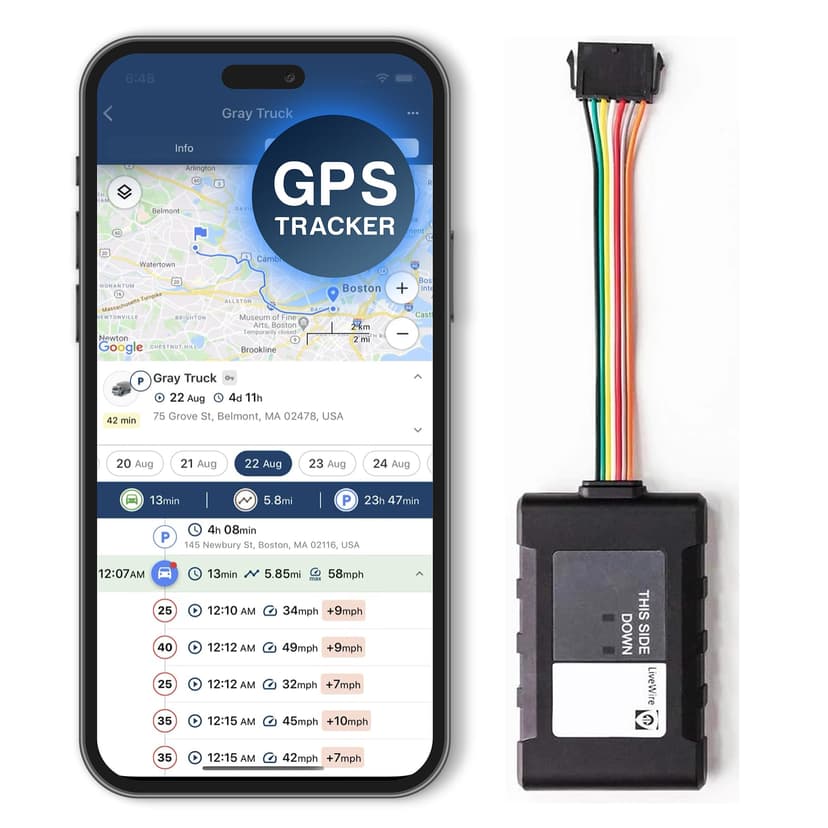 Brickhouse Security Livewire 4 4G LTE Auto GPS Tracker, Real Time Vehicle and Fleet Tracking, Geofencing, & Speed Alerts for Car & Trailer Vehicles, No Batteries Required, Subscription Plans Available