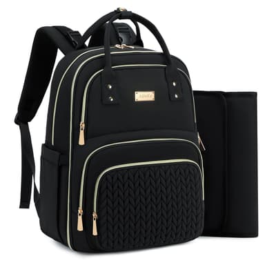 Diaper Bag Backpack - Large Multi functional, Boys, Girls & Baby Travel Essentials Tote with Changing Pad, Insulated Pockets, Stroller Straps, Waterproof - Baby Backpack for Mom & Maternity (Black)