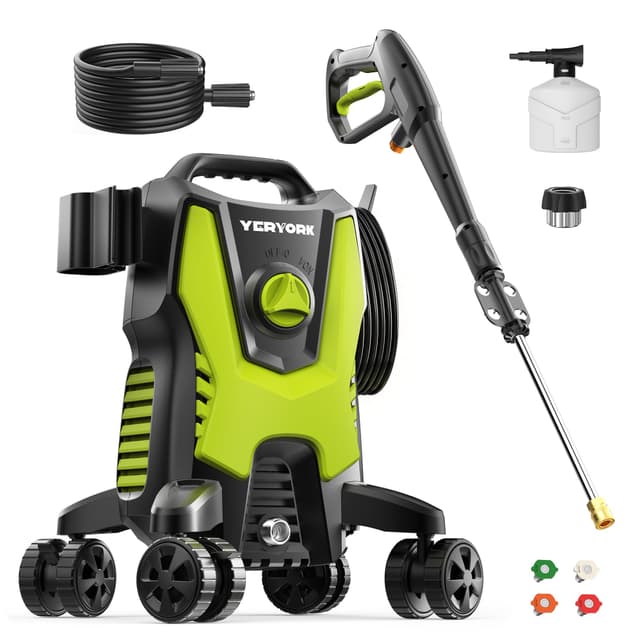 Pressure Washer, 4800 PSI Power Washer with 4 Lockable Wheels, Steel Wand, 4 Quick Connect Nozzles, 500ml Foam Cannon, High Pressure Washer for Decks/Driveways/Cars Cleaning