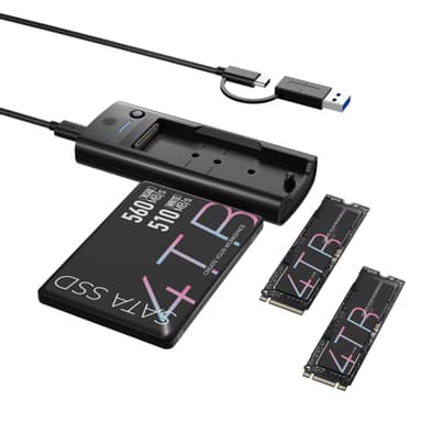M.2 NVMe/SATA & 2.5”/3.5” Hard Drive Docking Station, ICY BOX SATA to USB Adapter, 10Gbps Hard Drive Reader for M Key & B+M Key NVMe and SATA HDD SSD Hard Drive, Tool-Free Aluminum M.2 SSD Enclosure