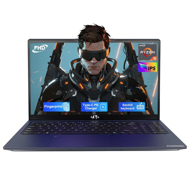 NIMO 15.6'' FHD IPS Student-Laptop-Computer - 16GB RAM 512GB SSD, AMD Ryzen 5(Beat i5-1135G7, 4 Cores Up to 3.7GHz), 65W Type-C, 2 Years Warranty, Fingerprint, Backlit Keyboard, Wi-Fi 5, BT5.2