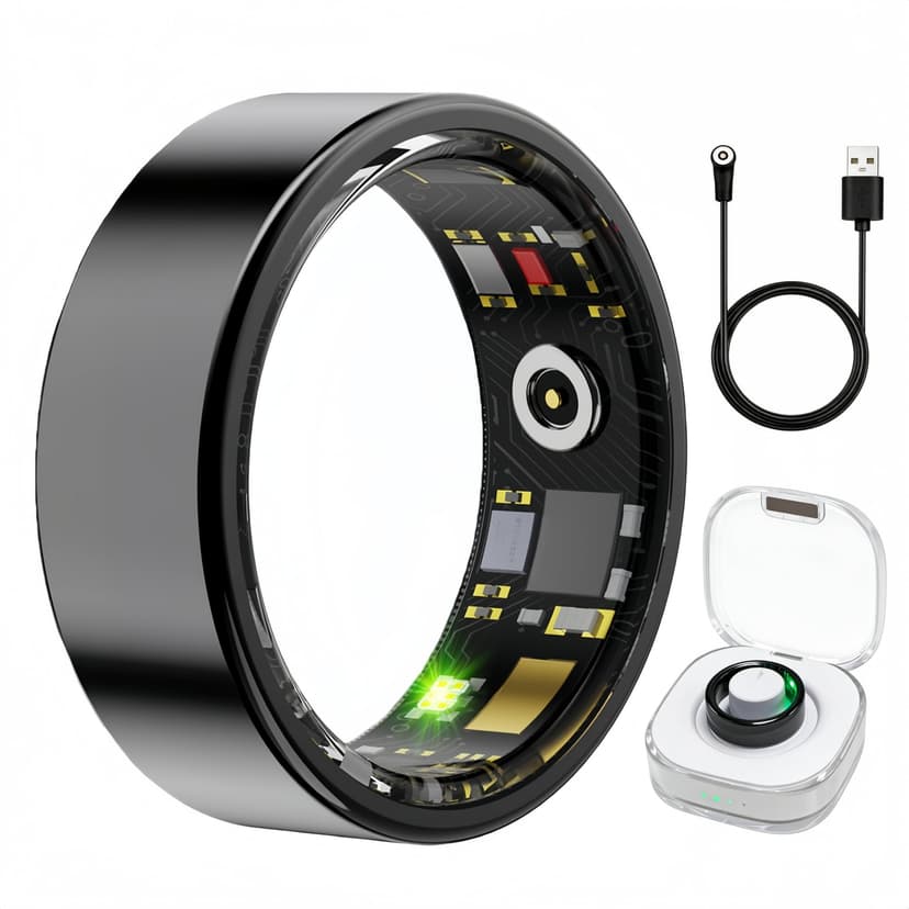 Aoyool Smart Ring Health & Fitness Tracker for Men & Women, Heart Rate, SPO₂, Sleep & Activity Monitoring, IP68 Waterproof, Long Battery Life, Family Care Mode, No Subscription Fee (Black, 10)