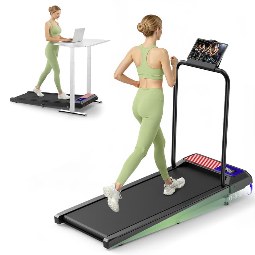 Walking Treadmills Pad with Handles,Under Desk Treadmills with Removable Handle 2.5HP for Home and Office, 270Lbs Capacity Walking Treadmill with APP &Remote Control, LED Display