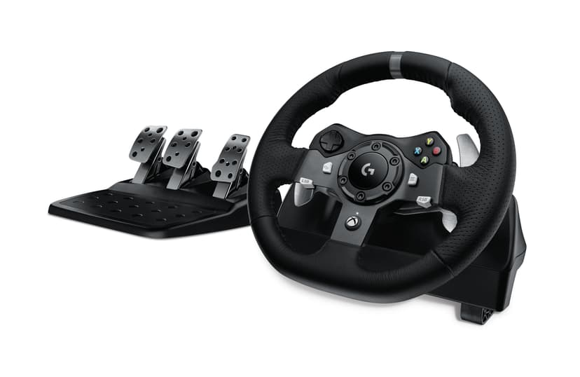 Logitech G920 Driving Force Racing Wheel and Floor Pedals, Real Force Feedback, Stainless Steel Paddle Shifters, Leather Steering Wheel Cover for Xbox Series X|S, Xbox One, PC, Mac - Black