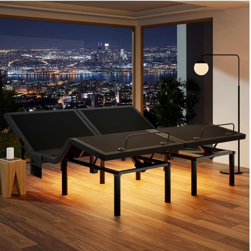 Marsail NS0 Split King Adjustable Bed Base,Smart Dual Motor Frame, Zero Gravity, Anti-Snore, Wireless Remote, 4 USB Ports & Under Bed Lighting, Quick 3-Min Setup