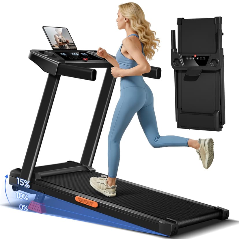 LONTEK 3-in-1 Foldable Treadmill with 15% Incline, Portable Treadmills for Home and Office, Folding Treadmill with Handles, 3.0HP Quiet Walking Pad with Three Screen Display, 300Lbs Capacity