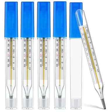 MAGICLULU 5Pcs Oral Temperature for Adults, Dual Scale ℃ & ℉ Glass Traditional Underarm Body Temperature with Case, Accurate Measurement for Kids Babies Elderly Home Family Clinics Fever Indicator