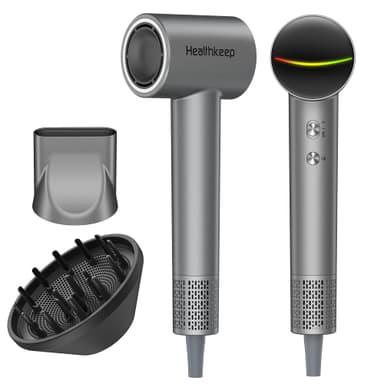 Hair Blow Dryer with Diffuser: 1500W High-Speed Brushless Motor 500M Ionic Technology, Thermo-Control Low Noise for Curly, Straight & Damaged Hair, Home Travel Salon