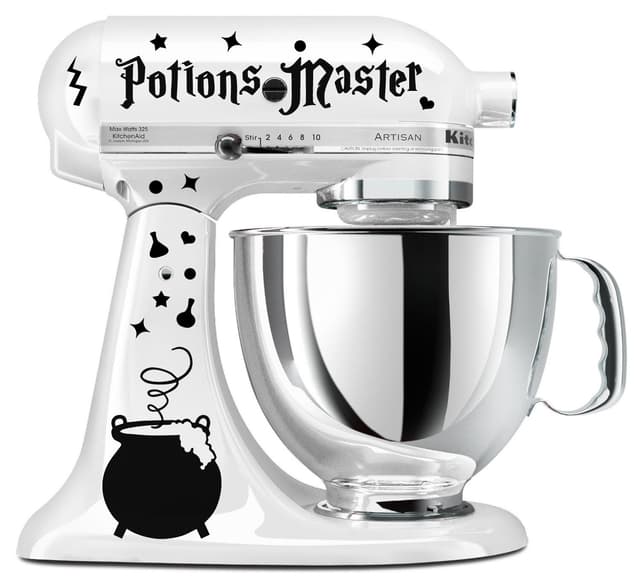 Potions Master Wizard Cauldron Black Vinyl Decal Set For Stand Mixer (Mixer Not Included)