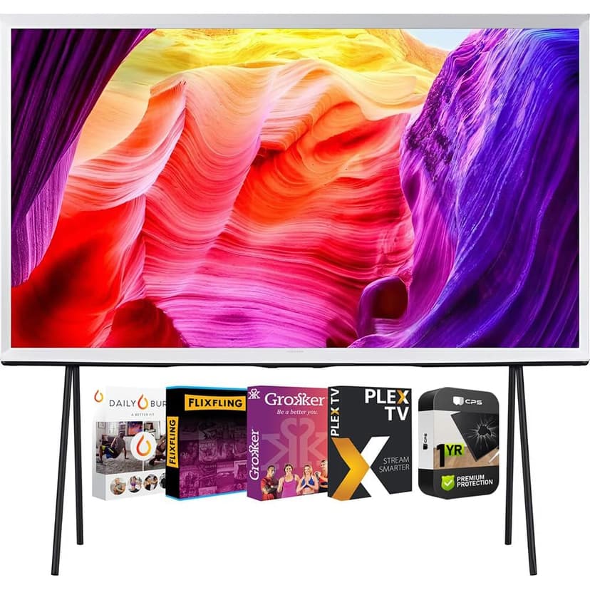 Samsung QN65LS01DAFXZA 65 Inch Class QLED 4K The Serif LS01D Series Quantum HDR Smart TV 2024 Bundle with Premiere Movies Streaming 2020 Digital Download Card and 1 YR CPS Enhanced Protection Pack