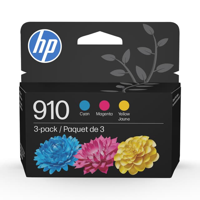 HP 910 Cyan, Magenta, Yellow Ink Cartridges (3-Pack) | Works with OfficeJet 8010, 8020 Series, OfficeJet Pro 8020, 8030 Series | Eligible for Instant Ink | 3YN97AN