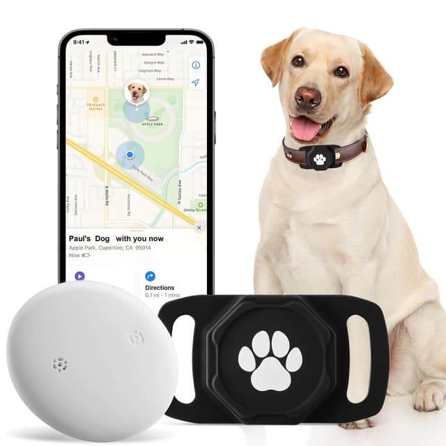 Smart Pet Tracker for Collar - Dog Trackers Pet Location Tracker with Holder, No Monthly Fee, Anti-Lost Tracking Device for Pets,Bag Straps, Compatible with Google Android Only(Not for iOS),Black