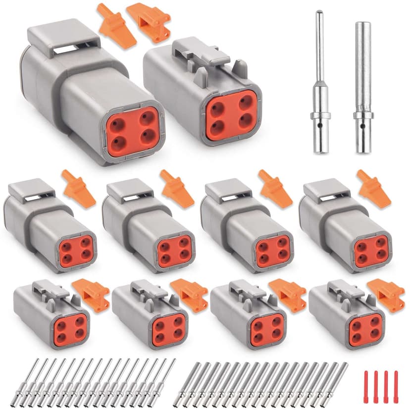 JRready Deutsch DTM 4 Pin Connectors 4 Kits, Waterproof Electrical Wire Connectors with Size 20 Solid Contacts 20-22AWG, ST6330-4DTM Deutsch Automotive Connectors Kit for Car, Truck, Marine