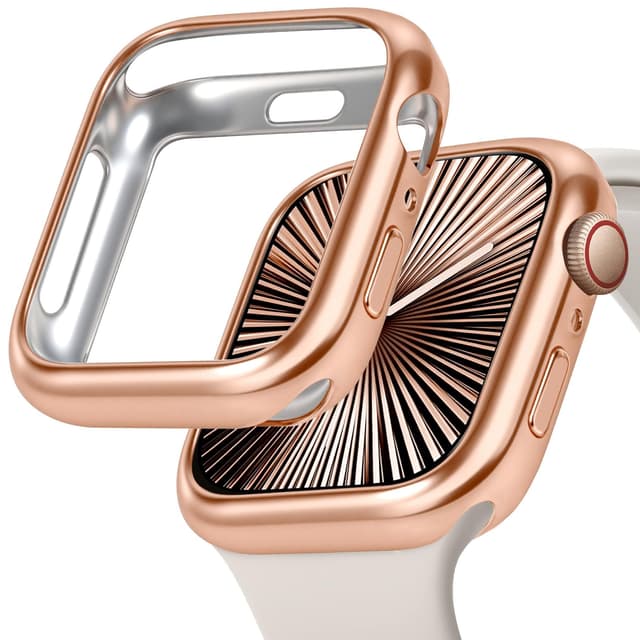 JR.DM 40mm Soft Flexible TPU Case Compatible for Apple Watch Series 6/5/4/SE Touchable Screen Lightweight Anti-Scratch Bumper All-Around Protector Thin Guard Shockproof Cover for iWatch, Rose Gold