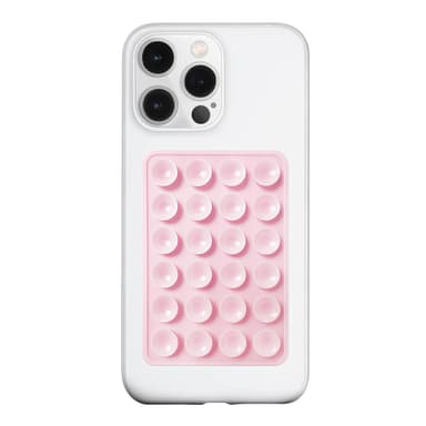LvShuLiangPin Anteel Silicone Suction Phone Case Mount, Silicon Adhesive Phone Accessory for Smartphones, Hands-Free Mirror Shower Phone Holder for Selfies, Tiktok Videos (Light Pink)